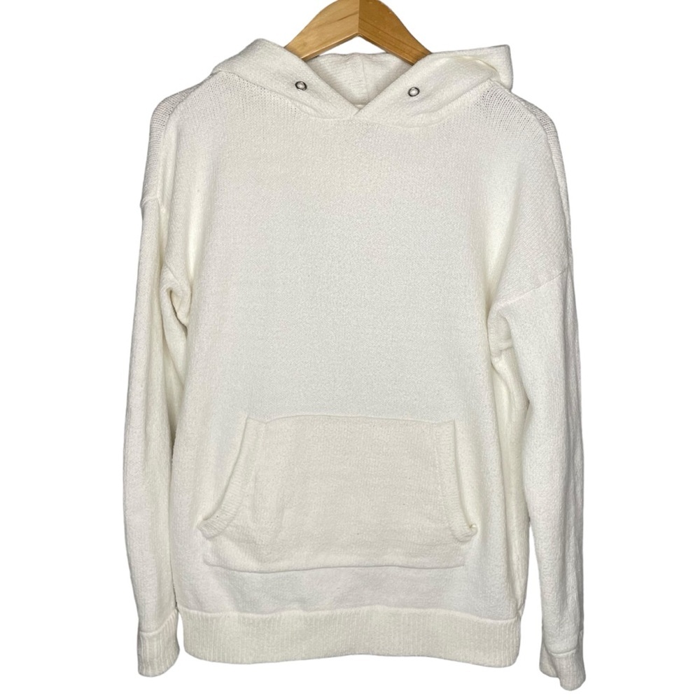 6397 white knit hoodie size xs slouchy baggy oversized fit sweatshirt